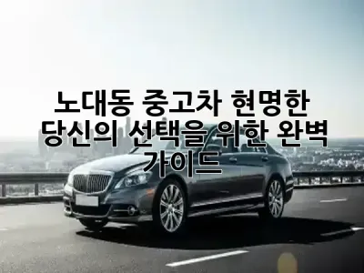 노대동 중고차, 현명한 당신의 선택을 위한 완벽 가이드 🚗✨