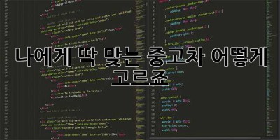 나에게 딱 맞는 중고차, 어떻게 고르죠?